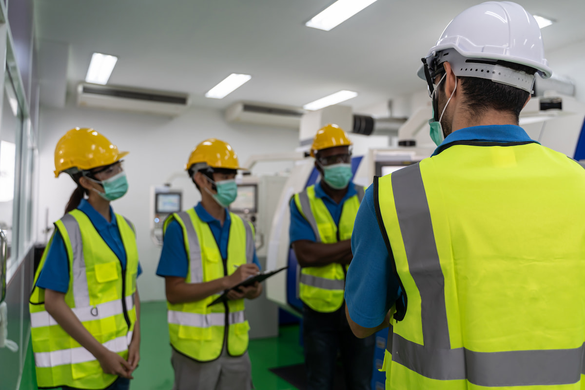 Group of workers during a safety meeting